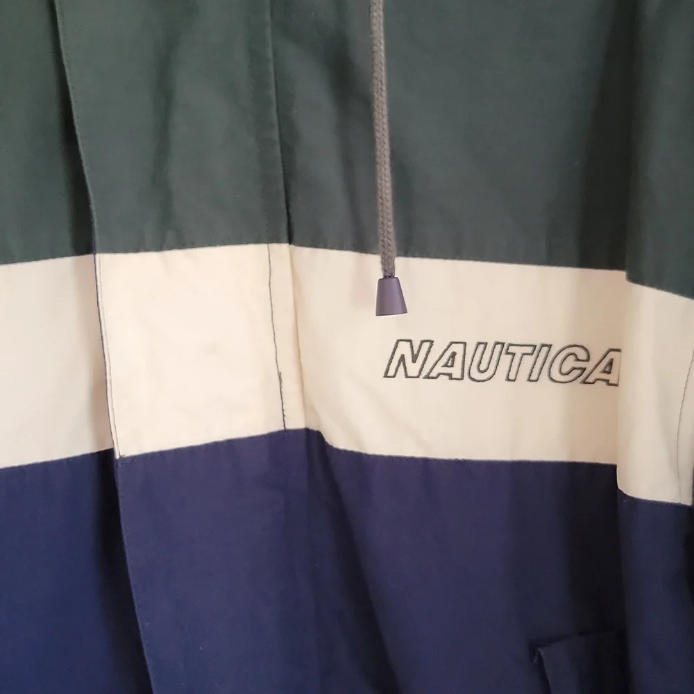 Vintage Nautica Mens Jacket XL Hooded Green Reversible Long Sleeve - Picture 4 of 7